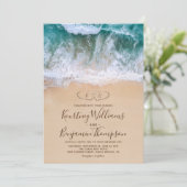 Herz in Shore Beach Wedding Einladung (Stehend Vorderseite)