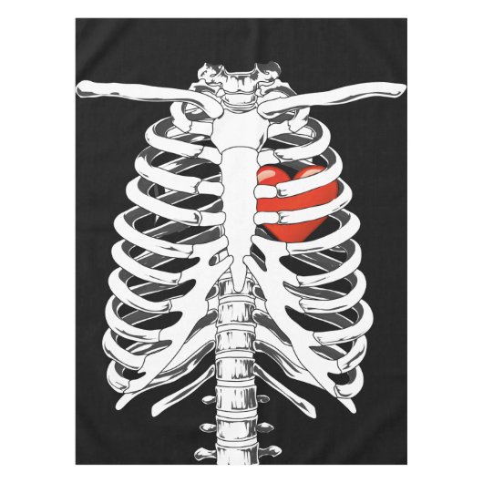 Herz in Skeleton Käfig-Halloween-Tischdecke Tischdecke (Vorderseite)
