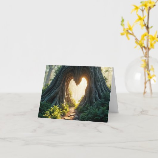 Herz-in-Tree-Trunk-Karte Karte (Gelbe Blume)