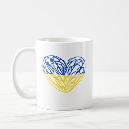 Herz in ukrainischen Flaggenfarben. Ukraine Kaffeetasse (Links)