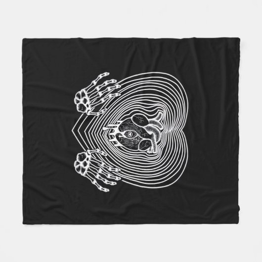 Herz in Weiß weinen - Skeletthörnchen Fleecedecke (Vorderseite (Horizontal))