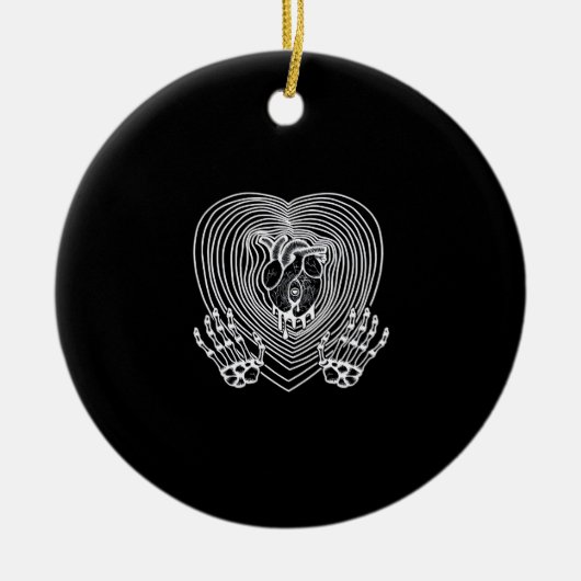 Herz in Weiß weinen - Skeletthörnchen Keramik Ornament (Vorne)