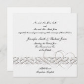 Herz in weißem Silber Einladung Hochzeit (Vorne/Hinten)