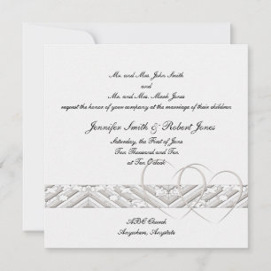 Herz in weißem Silber Einladung Hochzeit