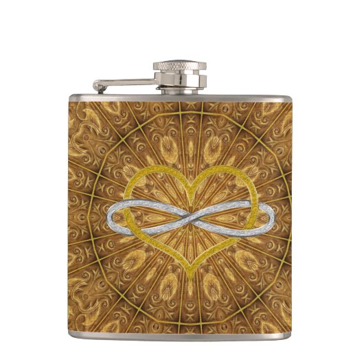 Herz Infinity Gold Silver Flachmann (Vorderseite)