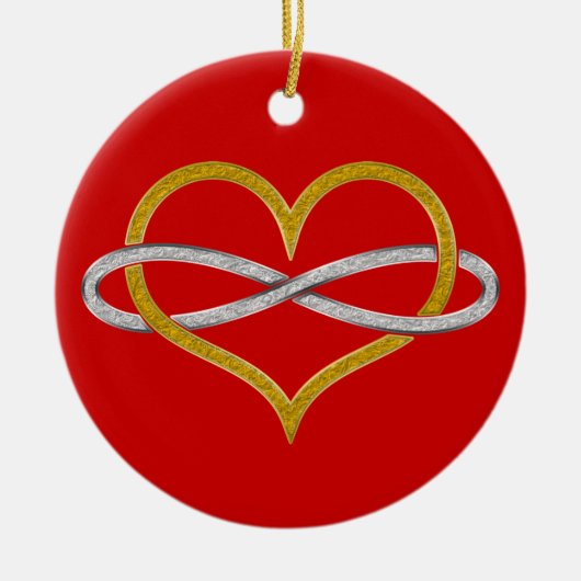 Herz Infinity Gold Silver Keramik Ornament (Vorne)