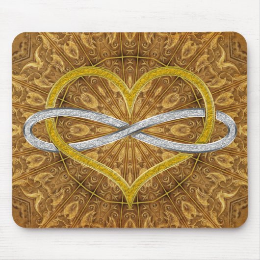 Herz Infinity Gold Silver Mousepad (Vorne)