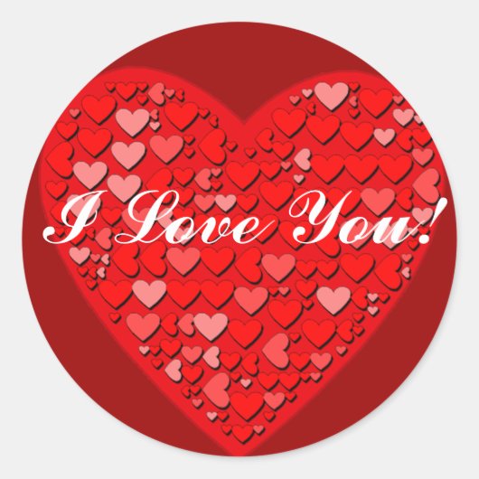Herz innerhalb eines Herzens mit benutzerdefiniert Runder Aufkleber (Vorderseite)