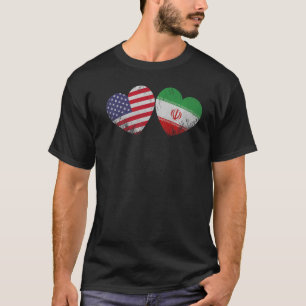 Herz-iranischer amerikanischer Flaggen Patriotic F T-Shirt