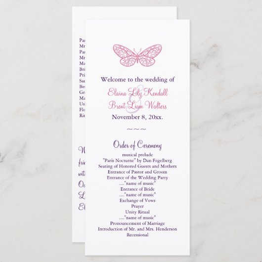 Herz ist ein Flutter-Hochzeitsprogramm in Rosa Programm (Vorne/Hinten)