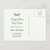 Herz ist ein Flutter Save the Date Ankündigungspostkarte (Rückseite)