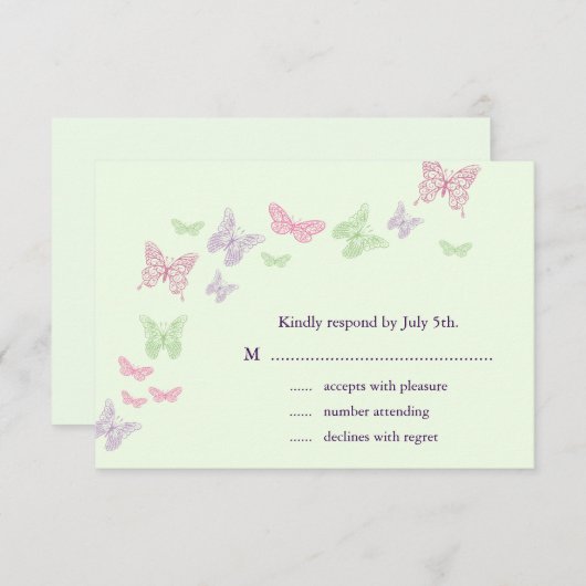 Herz ist ein Flutter UAWG (grün) RSVP Karte (Vorne/Hinten)