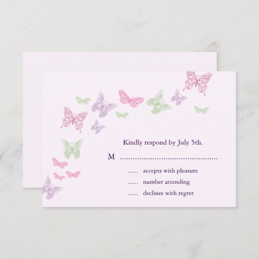 Herz ist ein Flutter-UAWG (lila) RSVP Karte (Vorne/Hinten)