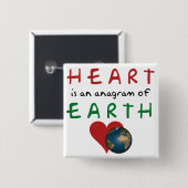 Herz ist Erdanagramm Button (Vorne & Hinten)
