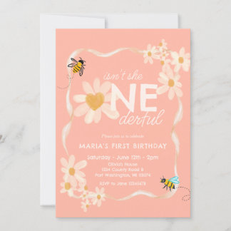 Herz ist nicht sie ONEderful Daisy First Birthday Einladung
