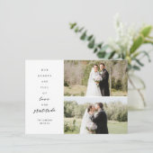 Herz ist voll drei Foto Hochzeit Danke Karte (Stehend Vorderseite)