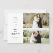 Herz ist voll drei Foto Hochzeit Danke Karte (Vorderseite)