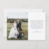 Herz ist Vollblut zwei Foto Blue Wedding Dankeskarte (Rückseite)