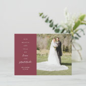 Herz ist volle Zwei-Foto-Rote Hochzeit Dankeskarte (Stehend Vorderseite)