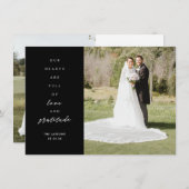 Herz ist vollendete Schwarze Hochzeit mit zwei Fot Dankeskarte (Vorne/Hinten)