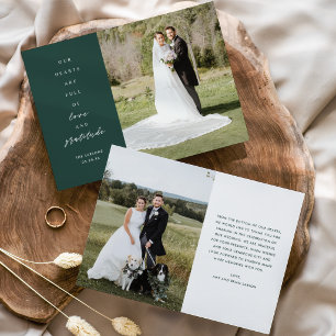 Herz ist Vollzeit zwei Foto Grüne Hochzeit Dankeskarte