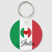 Herz Italiens und Italienische Flagge, Liebe / Rot Schlüsselanhänger (Vorderseite)