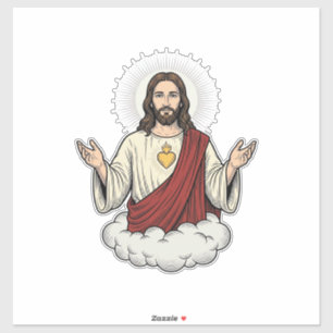 Herz-Jesu-Andachtsmotiv Vintage-Stich-Design_1 Aufkleber