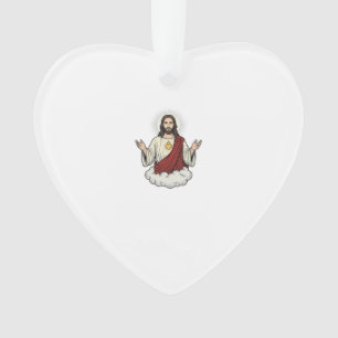 Herz-Jesu-Andachtsmotiv Vintage-Stich-Design_1 Ornament