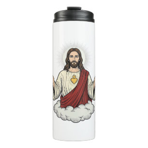 Herz-Jesu-Andachtsmotiv Vintage-Stich-Design_1 Thermosbecher