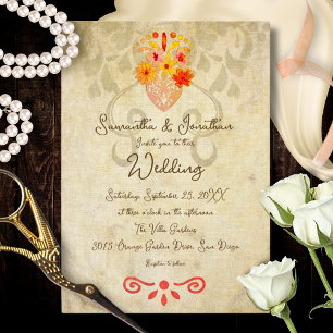 Herz-Jesu-Barock Vintage-Mexikanische Hochzeit Einladung