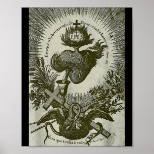 Herz-Jesu-Kelch und antik katholisch Poster