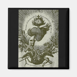 Herz-Jesu-Kelch und sakraler antiker katholischer Magnet