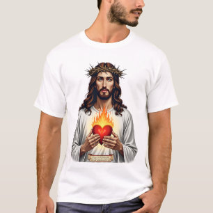Herz-Jesu-Vintage-Stich-Shirt Glaube ( T-Shirt