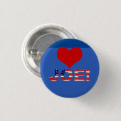 Herz JOE! auf Blau mit Flagge Button (Vorne & Hinten)