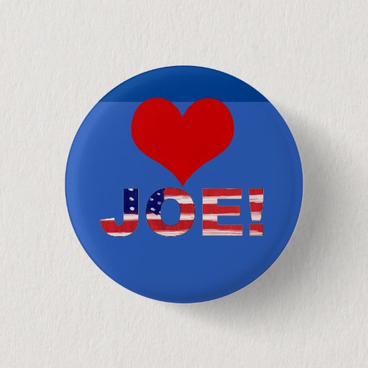 Herz JOE! auf Blau mit Flagge Button (Vorderseite)