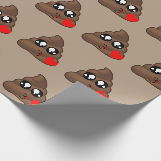 Herz kacken Emoji Liebe Geschenkpapier (Ecke)