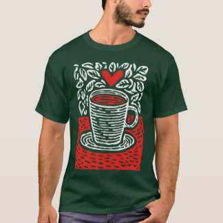 Herz Kaffeetasse Skizze Freunde T-Shirt