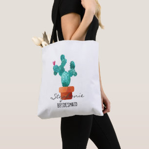 Herz Kaktus Liebes Hochzeit Brautjungfer Name Tasche
