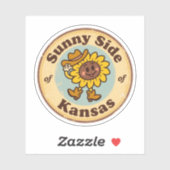Herz Kansas_ Sonnenblume Prairie Charm Vintag Aufkleber (Blatt)