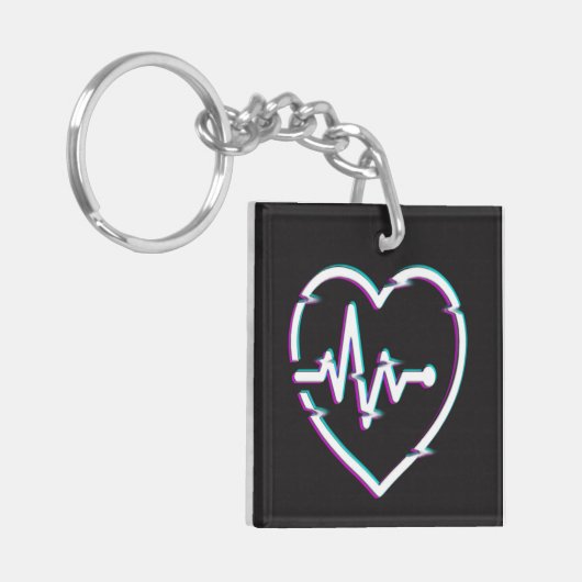 Herz-Karo Akryllischer Schlüsselanhänger (Vorderseite links)