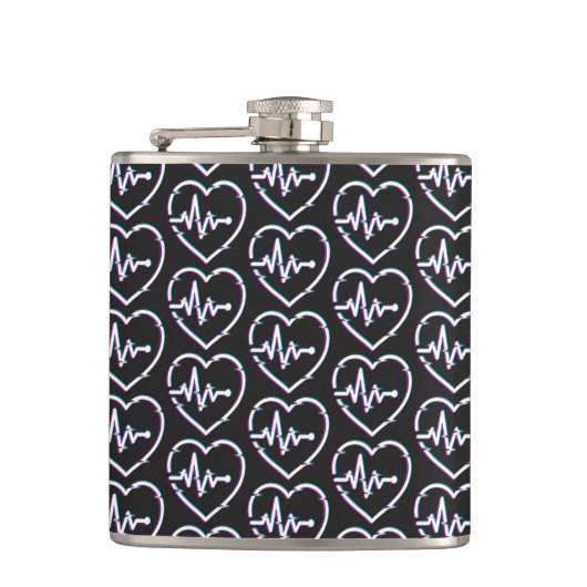 Herz-Karo Vinyl Wrapped Flask Flachmann (Vorderseite)