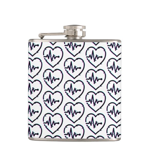 Herz-Karo Vinyl Wrapped Flask Flachmann (Vorderseite)