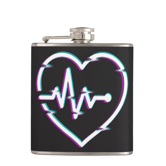 Herz-Karo Vinyl Wrapped Flask Flachmann (Vorderseite)