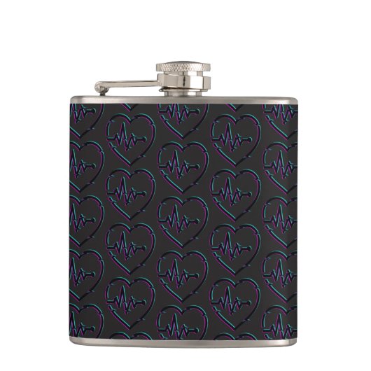 Herz-Karo Vinyl Wrapped Flask Flachmann (Vorderseite)