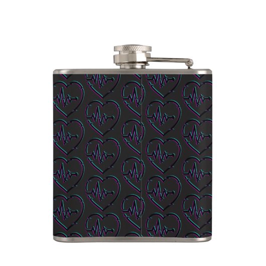 Herz-Karo Vinyl Wrapped Flask Flachmann (Rückseite)