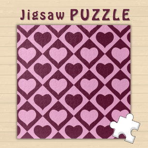 Herz Karomuster Bordeaux Rosa - Puzzle