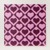 Herz Karomuster Bordeaux Rosa - Puzzle (Vertikal)