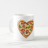 Herz Käse Gemüse Pizza Kaffeetasse (Vorderseite Links)