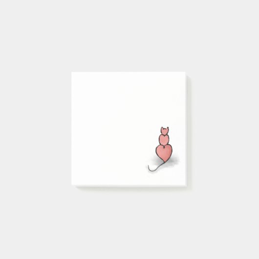 "Herz"-Katze Post-it Klebezettel (Vorderseite)