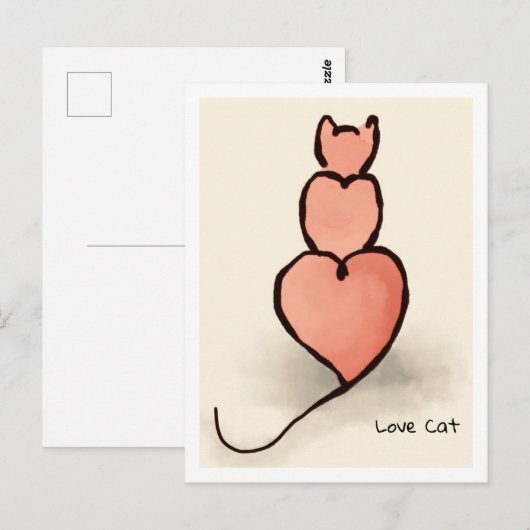 "Herz"-Katze Postkarte (Vorne/Hinten)